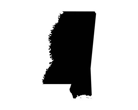 Mississippi US Map. MS USA State Map. Mississippian State Border Boundary Map Stock Illustration