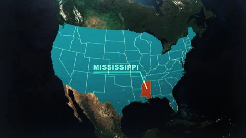Mississippi US State Satellite Map Animation V2 Stock Footage 310314172
