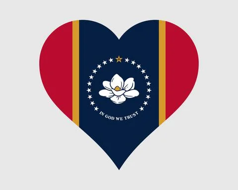 Mississippi USA Heart Flag. MS US United States of America Love State Banner Stock Illustration