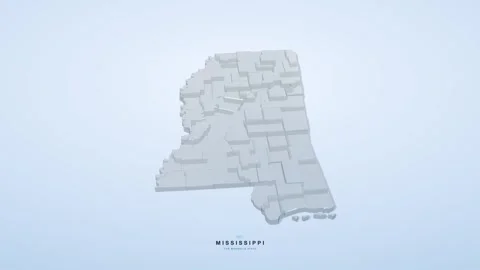 Mississippi USA state map 3D animation seamless loop Video stock 341068198