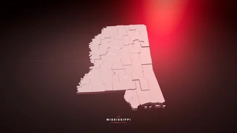 Mississippi USA state map in bold red style Vídeos de archivo 340772705