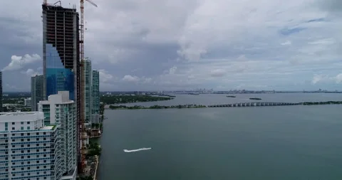 Missoni Baia under construction on Biscayne Bay Stock Footage 156977665