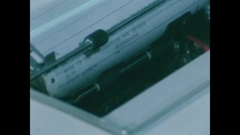 MISSOURI - 1966 - Close-up of a document being typed at a US Marine data Stock Footage 340669704