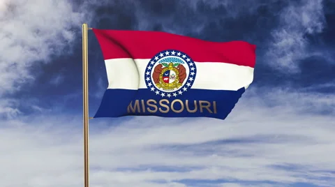 Missouri flag with title waving in the wind. Looping sun rises style.  Animation Video stock 48171844