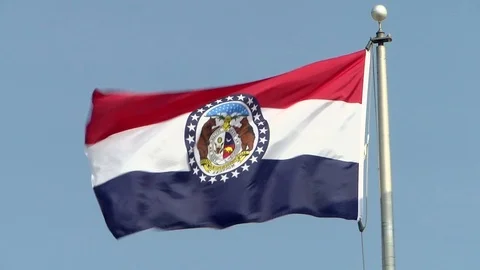 Missouri Flag waving in Wind Stock Footage 87029460