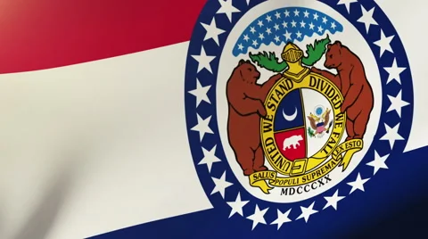 Missouri flag waving in the wind. Looping sun rises style.  Animation loop Stock Footage 48171461
