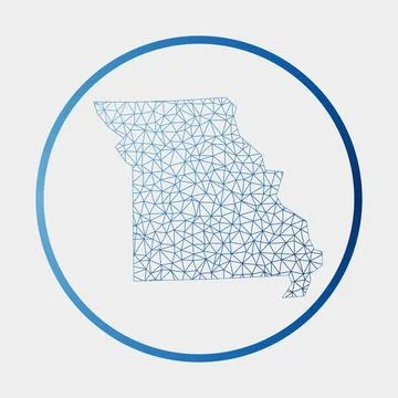 Missouri icon. Network map of the us state. Round Missouri sign with gradie.. Stockillustratie