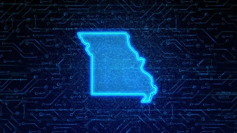 Missouri Map Digital Technology Opener Stock Footage 335475797
