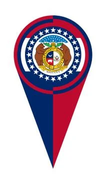 Missouri Map Pointer Location Flag Stock Illustration