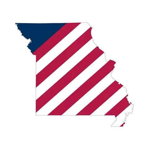 Missouri outline map animation with flag colors Stock Footage 307486578