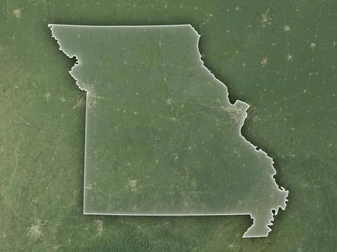Missouri on a realistic map with state borders and cities Stock Illustration