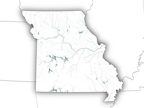 Missouri shape with state borders, white map イラスト素材