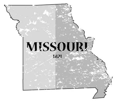 Missouri State and Date Map Grunged Stock Illustration
