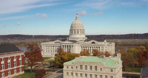 Missouri State Capitol building in Jefferson City, Missouri. Drone video Stock Footage