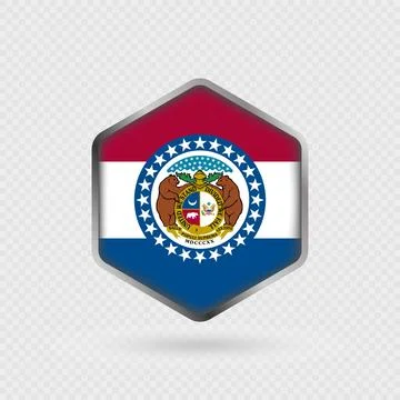 Missouri State Flag Icon in Hexagon Shape. Stock Illustration