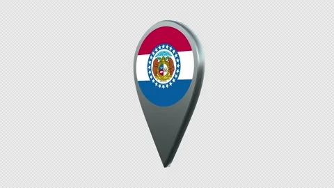 Missouri State Flag Location Map Marker Pin With Alpha Channel Looped Stock Footage 239457805