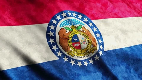 Missouri State Flag waving in the wind grunge version Stock Footage 236082177