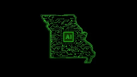 Missouri State Map AI Chipset Technology Opener Stock-Footage 337093090