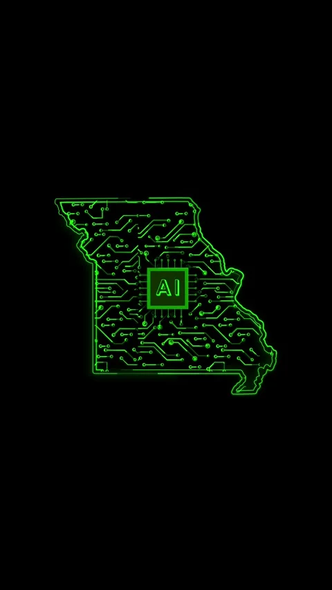 Missouri State Map AI Chipset Technology Opener Video stock 337184295