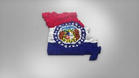 Missouri State Map with Flag Intro Background Stock Footage 315166168