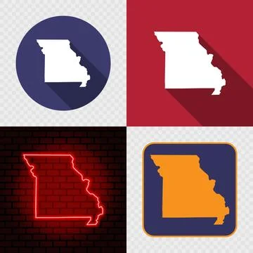 Missouri State Map Icons Set, USA Silhouette Collection in Flat, Minimal an.. Stock Illustration