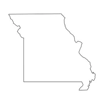 Missouri, state of USA - solid black outline map of country area. Simple flat 스톡 일러스트