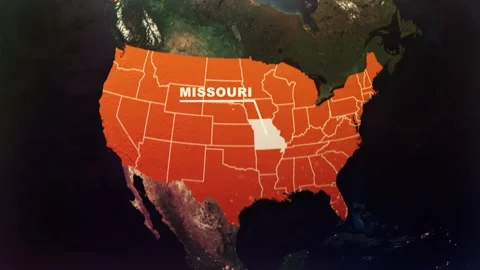 Missouri US State Satellite Map Animation V1 Stock Footage 303798455