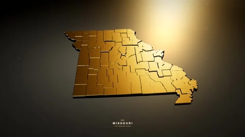 Missouri USA 3D state map in gold style Stock Footage 341172025