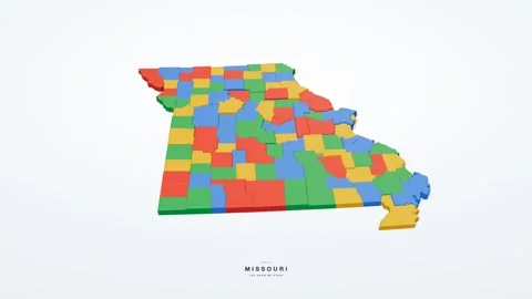 Missouri USA state map 3D animation seamless loop Stock-Footage 341069671