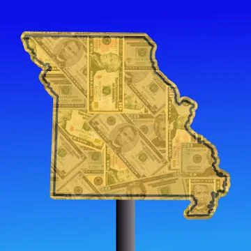 Missouri warning sign with dollars Stock Illustration