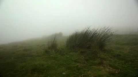 Mist and wind landscape at the top of a mountain Stock Footage 45077536
