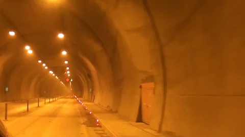 Mist appears while driving through tunnel Stock Footage