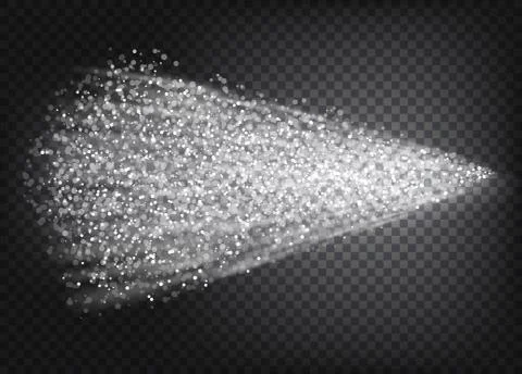 Mist of atomizer, Water spray, white smoke, dust and dots isolated on Stock Illustration