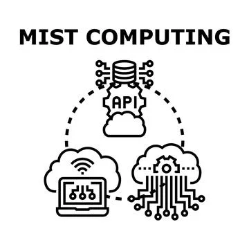 Mist computing technology concept connecting devices data Ilustração Stock