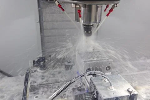 Mist Coolant CNC Machine Stock Photos