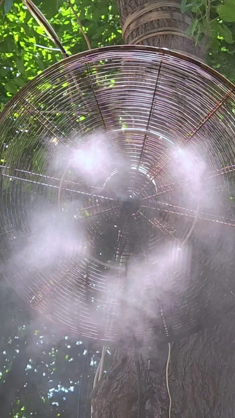 Mist cooling systems in hot summer day, Outdoor Cooling fans. Stock-Footage 313681872
