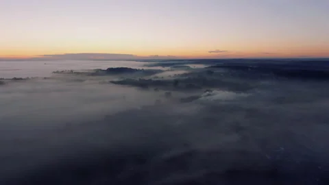 Mist covered landscape at sunset Video stock 145955009