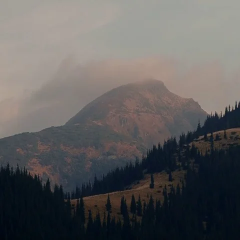 Mist covers the top of the mountain Stock Footage 69519828