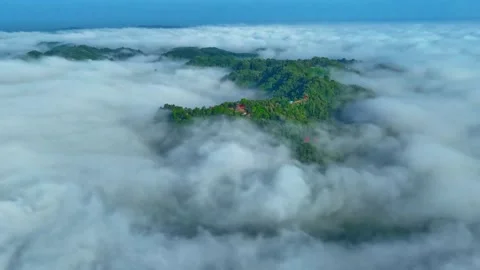 Mist Drifting Through Hills at Dawn – Natural 4K Drone View Stock Footage 321728977