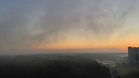 Mist flowing at the sunrise Видео 138019486