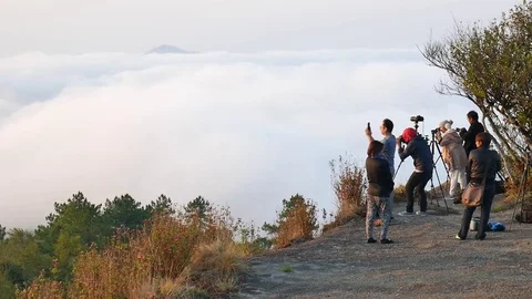 Mist Flowing on top mountain Stock-Footage 76476496
