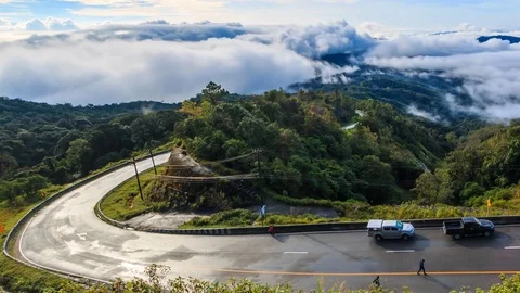 Mist Flowing On Valley At Doi Inthanon National Park of Thailand 4K Time Lapse Stock Footage 85282002