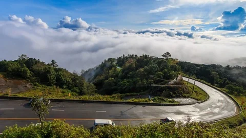 Mist Flowing On Valley At Doi Inthanon National Park of Thailand 4K Time Lapse Stock Footage 85282725