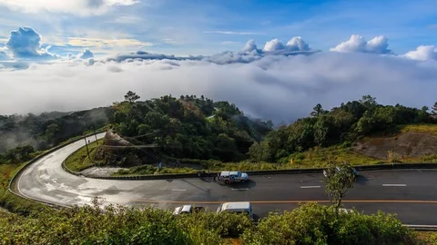 Mist Flowing On Valley At Doi Inthanon National Park of Chiang Mai, Thailand 4k Stock Footage 85283417