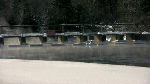 Mist on Frozen river Stock Footage 309869