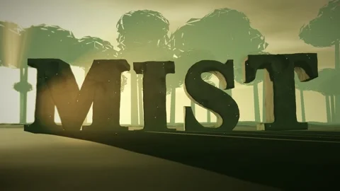 Mist Moss Covered Ancient Stone Letters in a Misty Jungle Ruin with Light Shafts Video stock 342221147