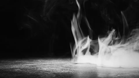 Mist motion dry ice white steam black background Stock Footage 134933140