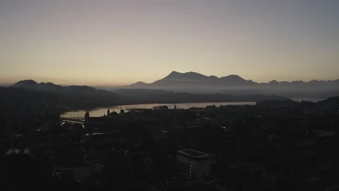 Mist mountain drone shot at sunset Stock Footage 160993225