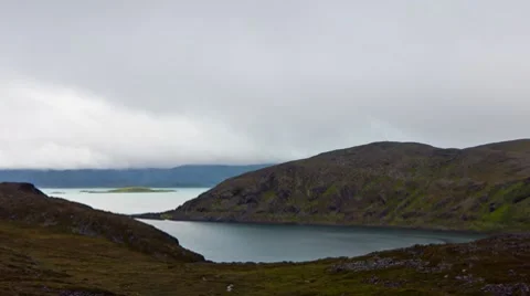 Mist moving over the mountains, timelapse Stock Footage 8519971