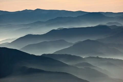 Mist over the mountains Stock Photos